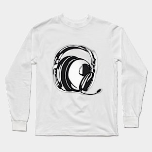 Headphone Monochromatic Shadow Silhouette Anime Style Collection No. 402 Long Sleeve T-Shirt